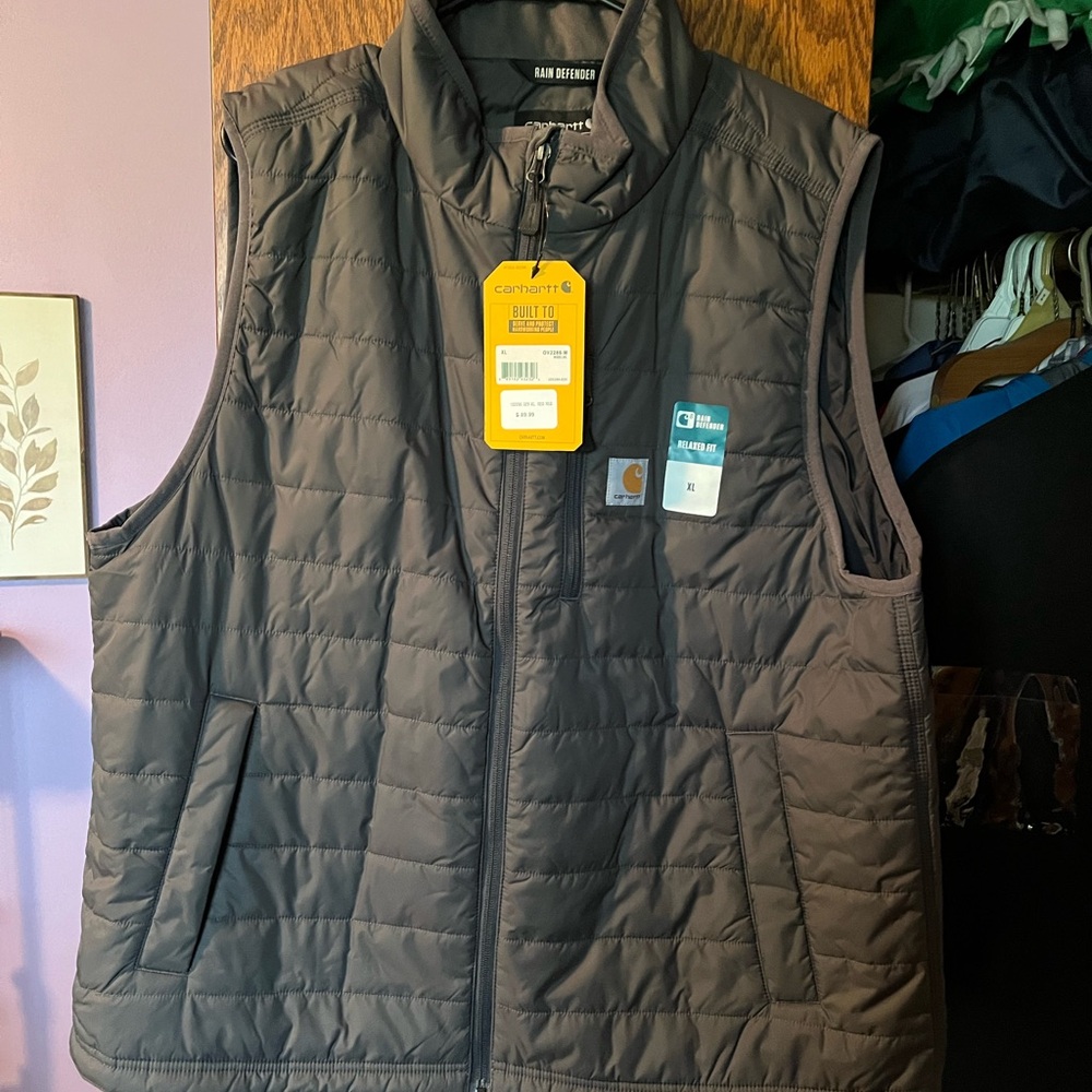 Carhartt Gray Quilted Vest Insulated Outerwear
